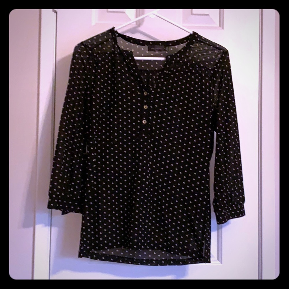 Blouse -black with white polka dots